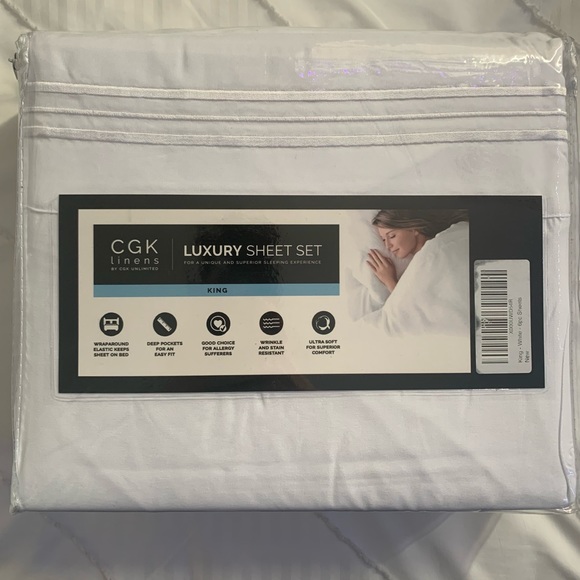 New - White 6 Piece King Size Microfiber Luxury Bed Sheet Set - Picture 3 of 8